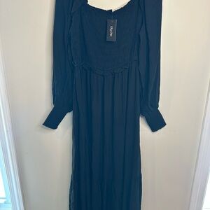 City Chic Blue Maxi Gown with Bishop Sleeves for Weddings